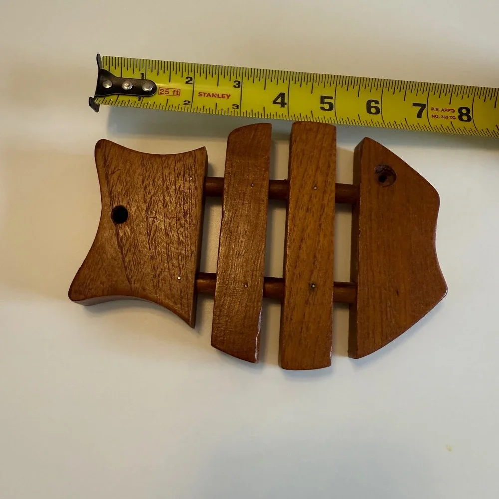 Dolphin Genuine Teakwood Fish Trivet Vintage Wood Kitchen Decor Thailand 7.5 In.